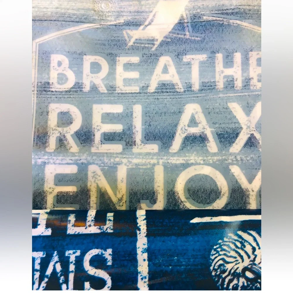 Ocean Rules Blue Peva Shower Curtain Metal Grommets Ombré Sunset Relax Beach